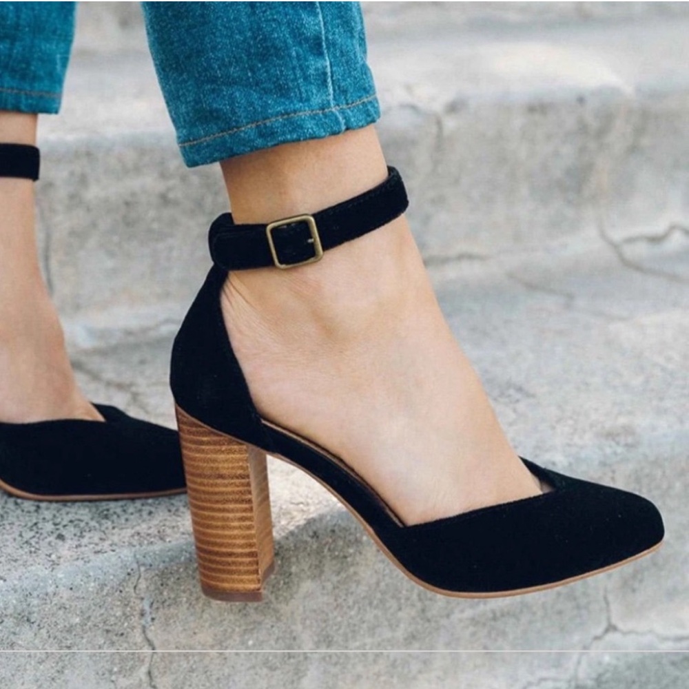 Black Suede Soludos Colette heel 4”